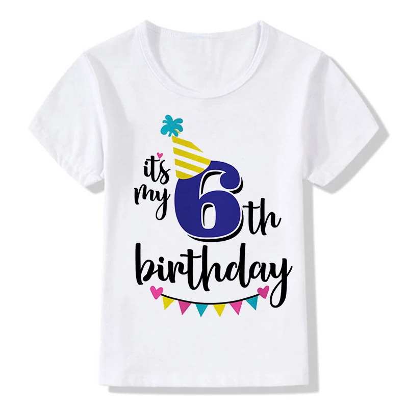 Kids Boys Girls Summer T-shirts Short Sleeved T Shirt Size 1 2 3 4 5 6 7 8 9 Year Children Birthday Party Clothing Tee to