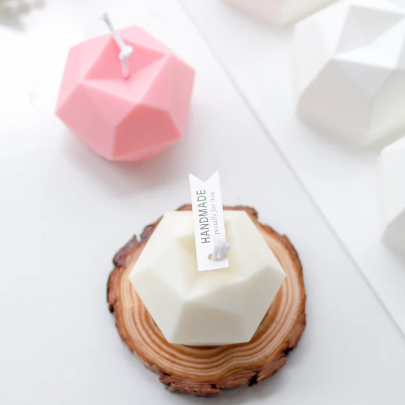 Rhombus Ball Candle Mold Ball Cube Geometric Shape Chocolate Mousse Cake Baking Silicone Mold Candle Making Kit Fondant Molds