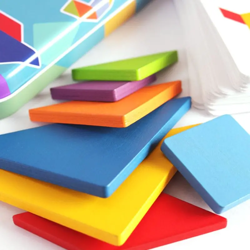 Деревянные головоломки набор Классический Tangram головоломки в железной коробке ребенок Фокус Обучение подарки головоломки яйцо/Сердце/трюки/головоломки