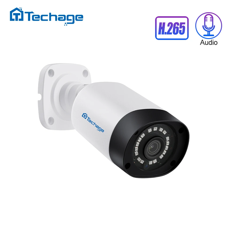 Techage H.265 4MP 5MP безопасности аудио POE IP камера Открытый водонепроницаемый IP66 48V ONVIF CCTV