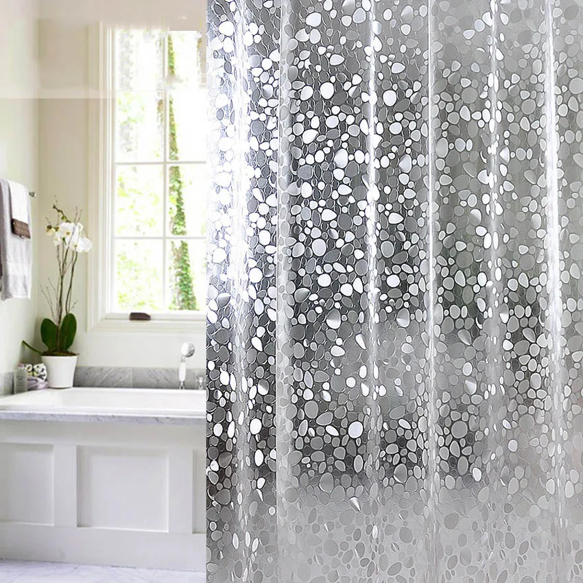 Bath-Curtains Bathing-Cover Flowers Waterproof Geometric Modern PVC for Bathroom Large