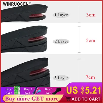 

3-7cm Air Cushion up Adjustable Invisible Height Increase Insoles for Man or Wowan Taller Heel Lift Shoes Pads Insert Insoles
