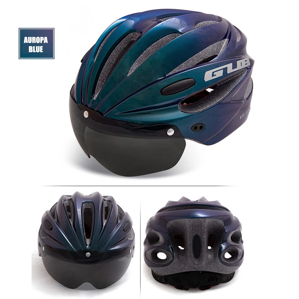 GUB Road Mountain Bike Helmet Cycling Race Safety Helmet UV400 Protection Magnetic Block Goggles 17 Breathable Vents Helmet