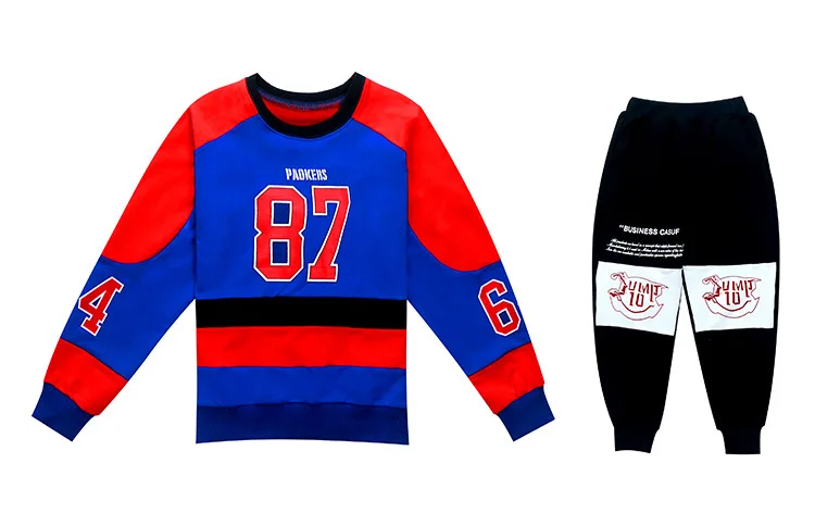 Boy's suit in the big boy spring and autumn sweater two-piece fashion tide shirt round neck boy 3-13 years old children's suit