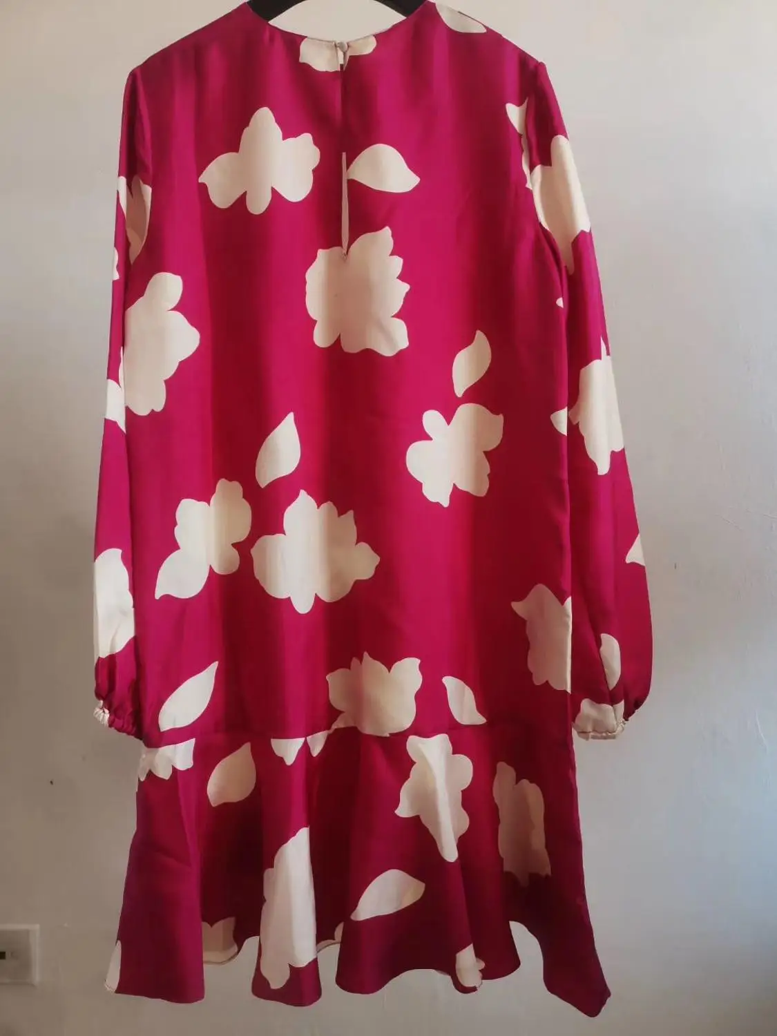 

2020 Simple Fashion Silk Cloud Print Dress Spring Summer Dress Women Loose Long Sleeve Mini Dress