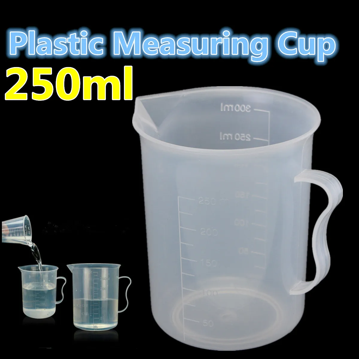 New 250ml Plastic Measuring Cup Clear Double Graduated Cylindrical Measuring Jug Lid Measuring Tools Baking Kitchen Accessories