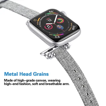 

Elegant Canvas Watch Band for Apple Watch 38/42/40/44mm for IWatch Series 4/3/2/1 Bling Slim Watch Bracelet Strap