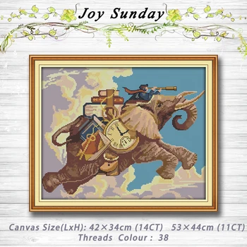 

Explore the world elephant painting dmc 14CT 11CT counted cross stitch kits embroidery set Needlework Set chinese cross stitch
