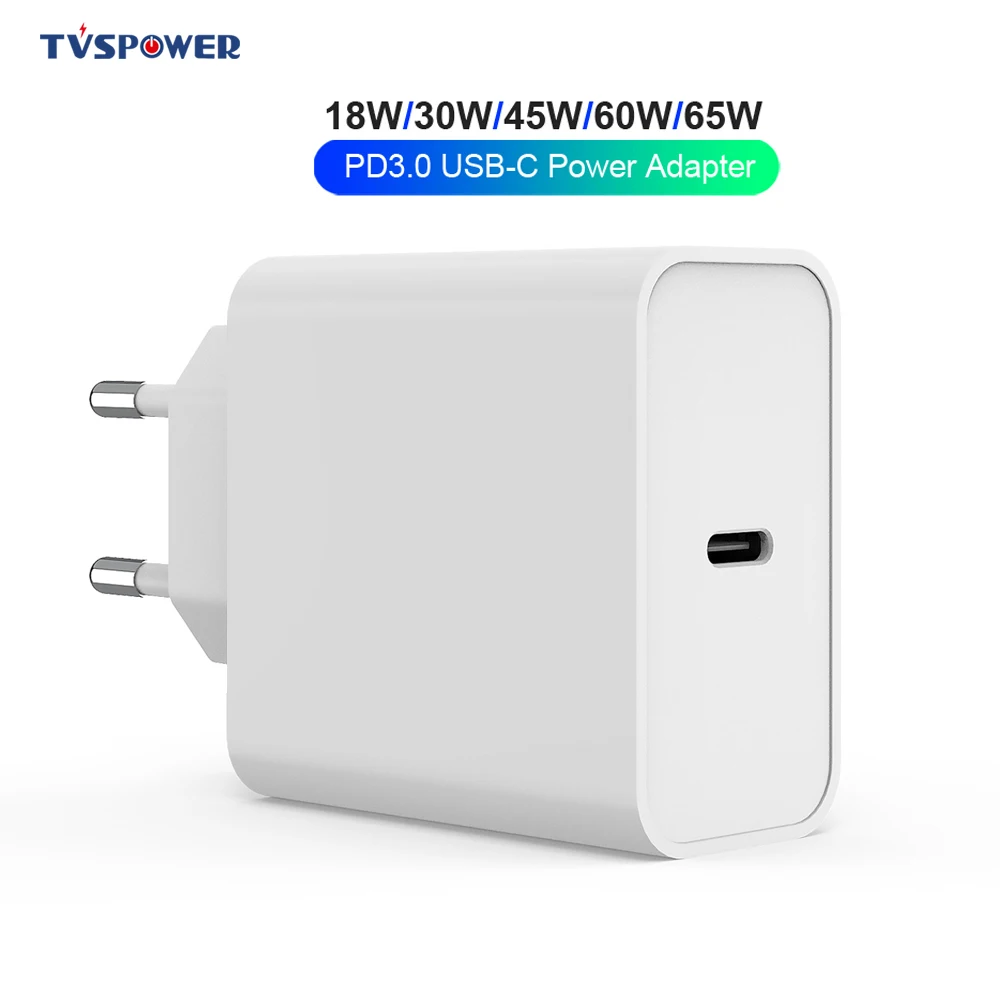 Настенное зарядное устройство Type C USB 65W 20V 3.25A адаптер питания PD/QC3.0 для MacBook Pro/Air iPad