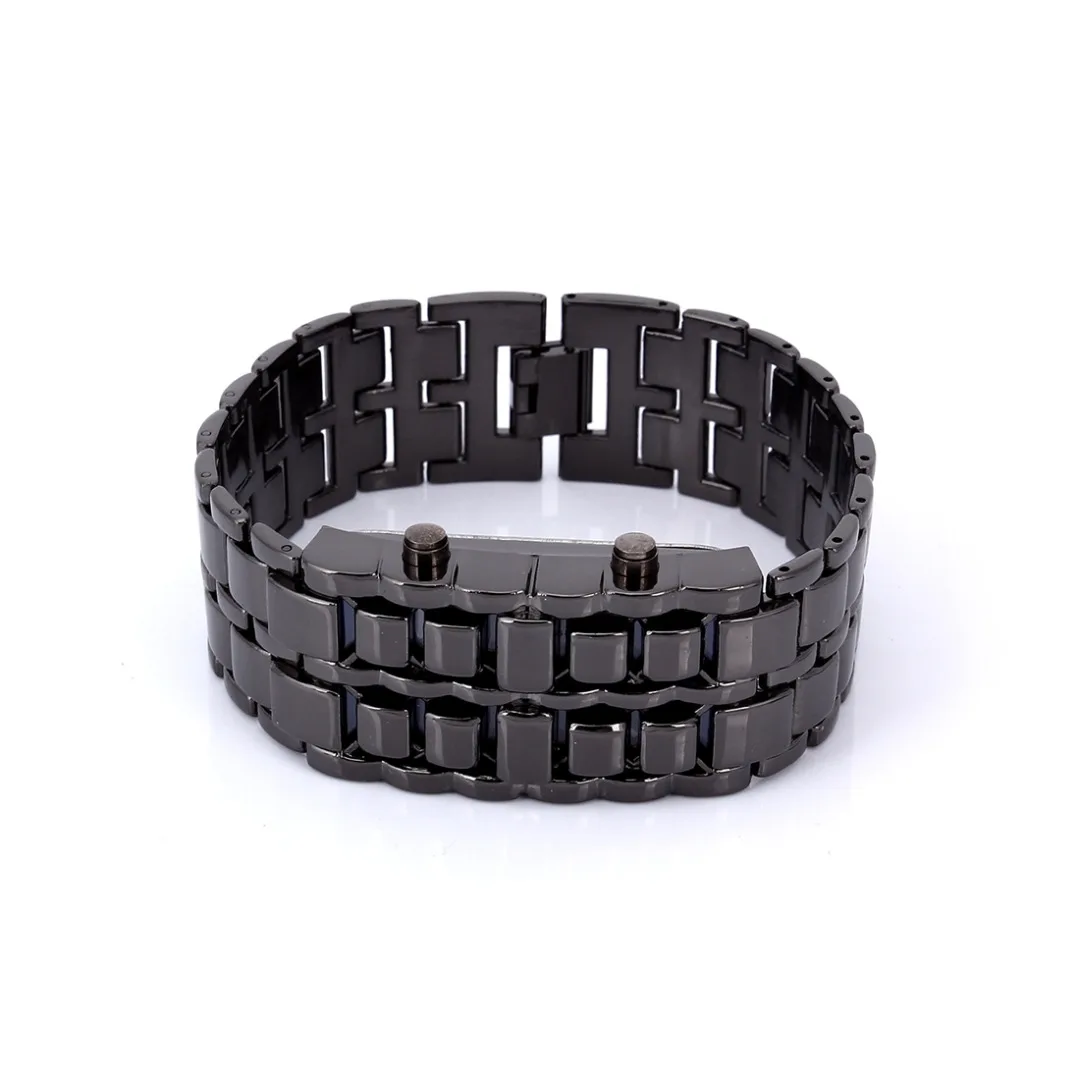 Lava Iron Samurai Men's Watch Luxury Stainless Steel Band LED Watches Date Hour Punk Bracelet Sport Wristwatches reloj hombre