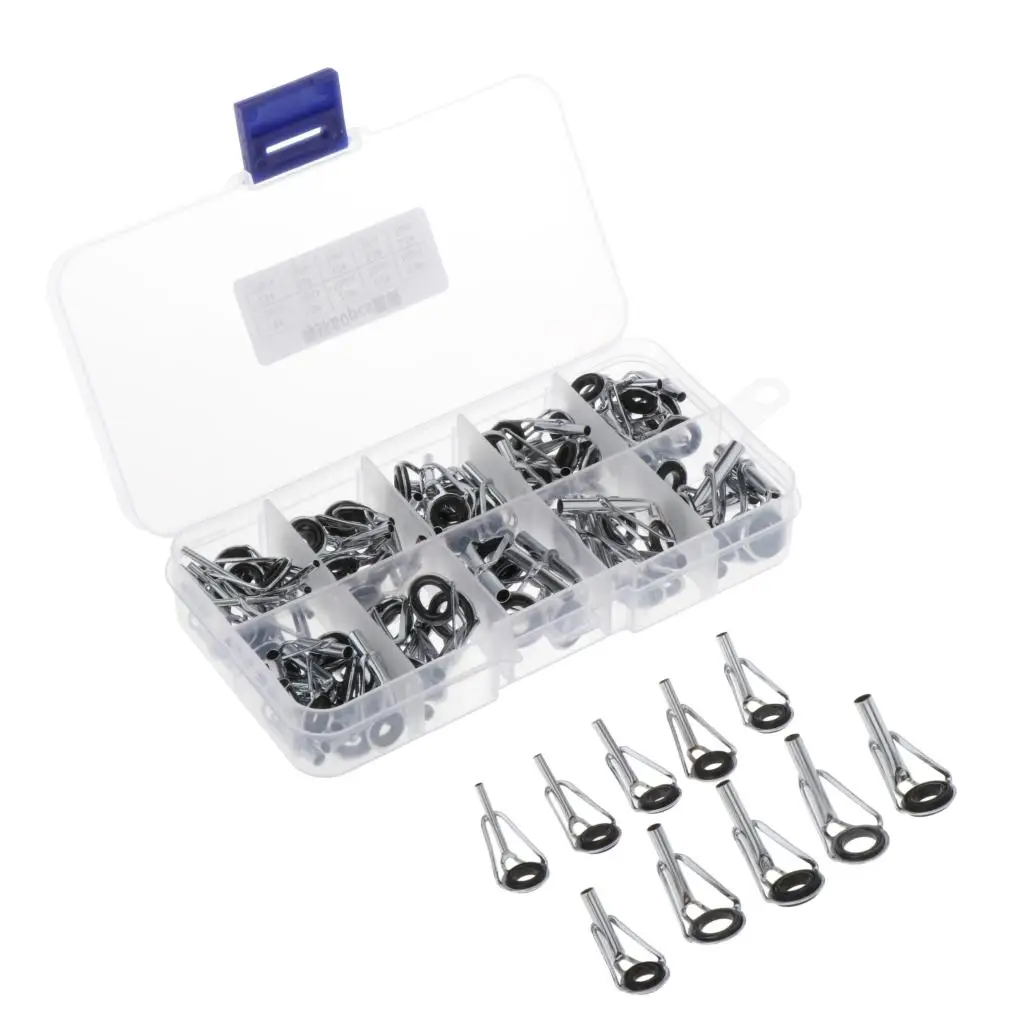 Stainless Steel Spinning Rod Guides Tip Ceramic Guides with Eyelets, Fishing Rod Guides Replacement Parts Repair Kit with Box