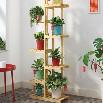 

Flower shelf multi-storey indoor special balcony fleshy green flower pot rack solid wood living room simple floor rack