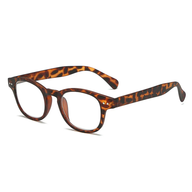 Leopard RBENN заклепки очки для чтения унисекс с круглым пресбиопические очки с диоптриями 0,5 0,75 1,25 1,75 2,25 2,75 3,25 3,75 4,5 5,0 6,0 - Цвет оправы: Leopard