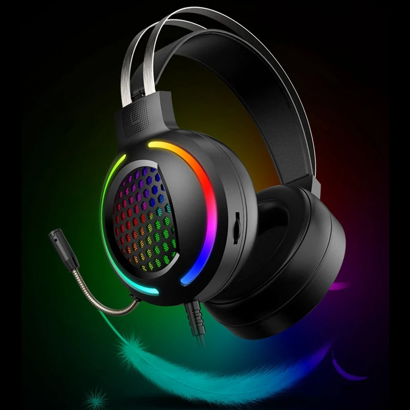 X2 Gaming Headset 7 1 Surround Sound USB 3 5mm Wired RGB Light Gaming Headphones with Microphone for Tablet PC Gamer