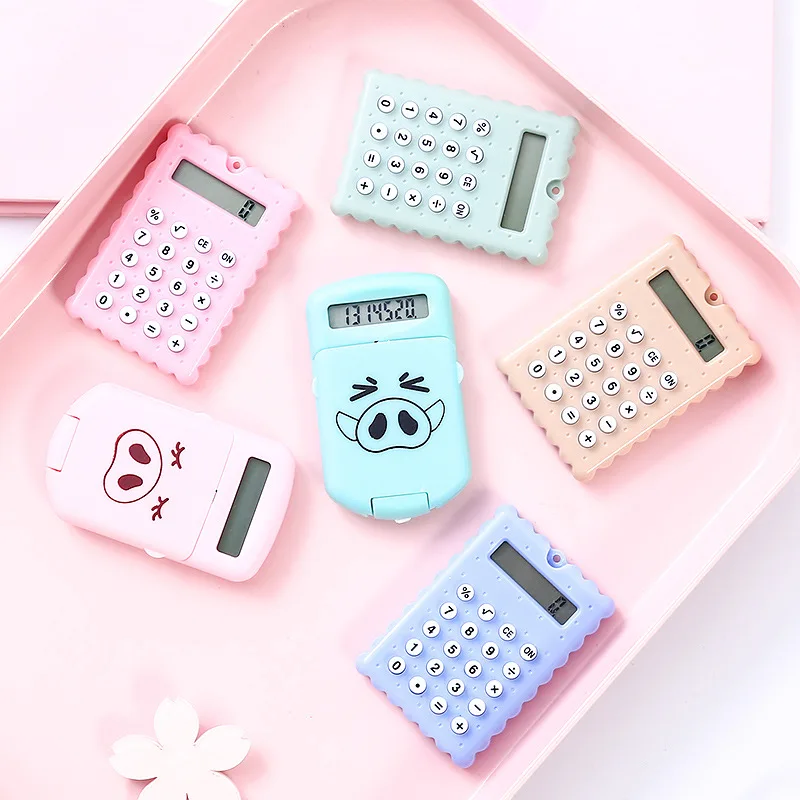 1757 portable calculator Cute Mini student pig calculator portable computer office 2