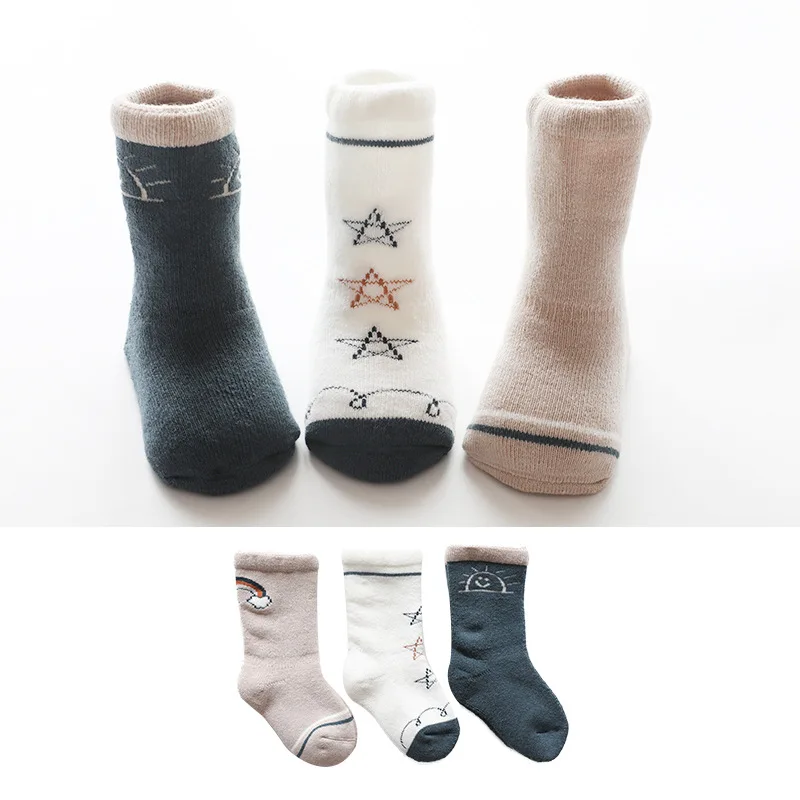 3 пары, зимние Утепленные носки для новорожденных, носки для маленьких мальчиков и девочек, мягкие детские носки, теплая одежда, аксессуары