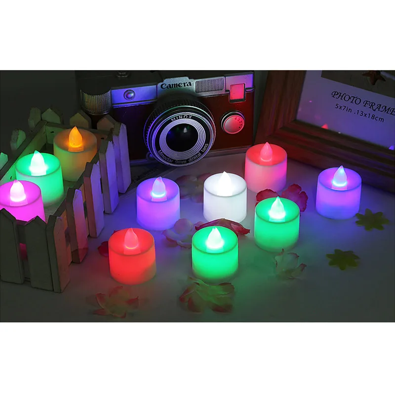 

Led Candle Lamp Flameless Simulation Fire Light Creative Multicolor Lamp Tea Light for Wedding Birthday Decoration Candles Light