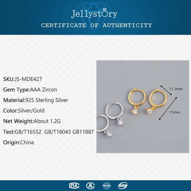 Jellystory модные 925 серебряные висячие серьги с кубическим цирконием драгоценные камни ювелирные серьги для женщин свадебный подарок для помолвки