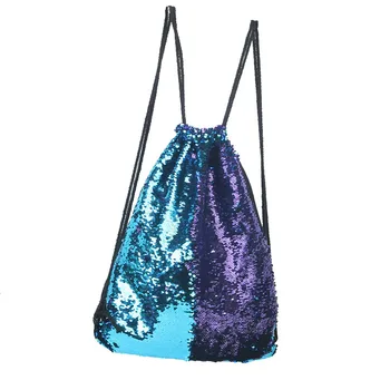 

Fashion Glitter Women Backpack Double Color Reversible Backpack Mermaid Sequins Backpacks Drawstring Magic! Bags New