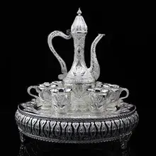 Европейский Винтажный винный горшок, винная чашка, креативный винный набор из сплава, 8 предметов, домашний интерьер, Русский винный набор, подарок, серебро, золото