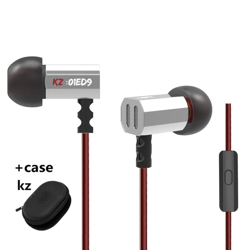 KZ ED9 гарнитура для мобильного телефона с тяжелыми басами, HIFI металлические наушники из цинкового сплава EDR1/ED2/ZS3 - Цвет: silver mic case
