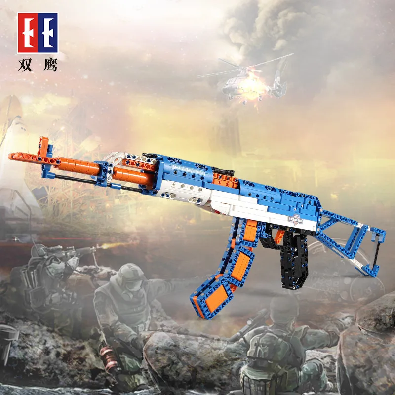 

Double e Building Blocks Gun C81001-Emission AK-47 Assault Rifles Boy Educational Assembled Toys