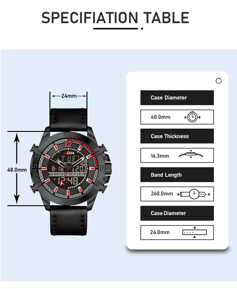 KDM мужские часы с двойным цифровым кварцевым ЖК-дисплеем Waistwatch, спортивные модные повседневные водонепроницаемые часы Relojes Hombre