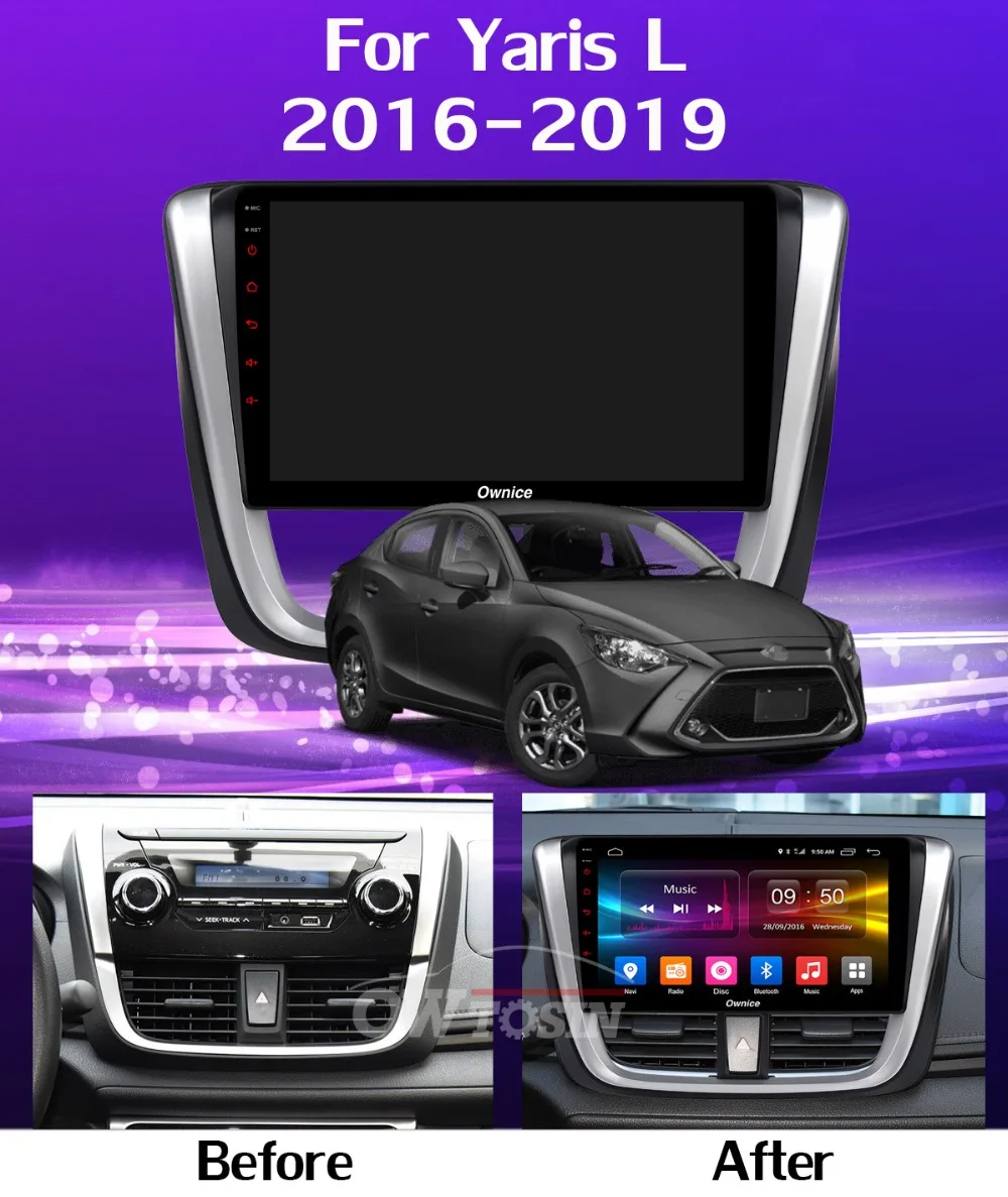 Cheap 360°4×AHD DVR Camera Android 9.0 4G+64G GPS Radio CarPlay DSP Car Multimedia Head Unit Player for Toyota Vios Yaris L 2016-2019 7