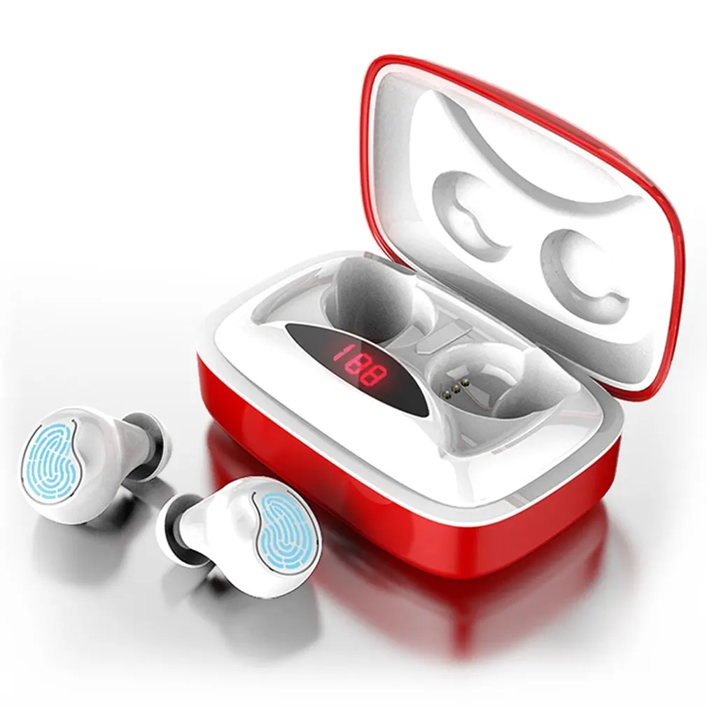 X29 TWS Bluetooth 5,0 наушники портативные с сенсорным управлением беспроводные наушники 6D стерео Бас спортивные наушники с зарядным устройством 2000 мАч - Цвет: red and white