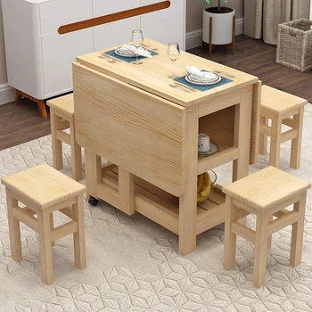 

Folding Table Table Household Simple Solid Wood Table Simple Small Household Long Pine Table