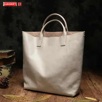 

Genuine Leather Bag Women's Handbags New Soft Leather Wild Big Bag Tide Shopping Tote Bags Vintage Large Capacity Simple Female