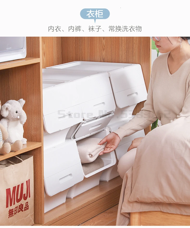 Camellia Передняя открытая откидная коробка для хранения пластиковая боковая открытая коробка для хранения игрушек коробка для хранения большая 3 Упаковка