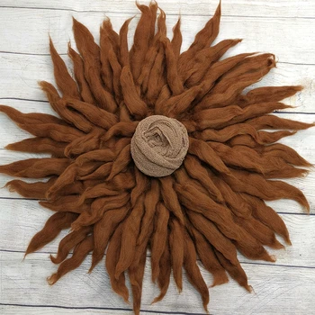 

Dia=65cm 100% Wool Blanket Basket woolen Filler Stuffer Soft Backdrop+140*30cm Stretch Knit Wrap for Newborn Photography Props