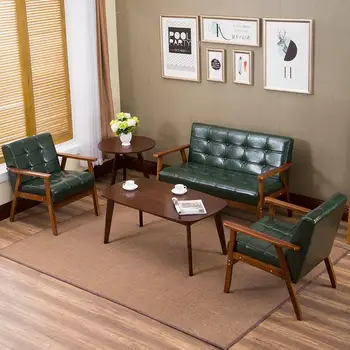 

Office sofa coffee table combination set business meeting leisure reception small leather PU imitation leather simple