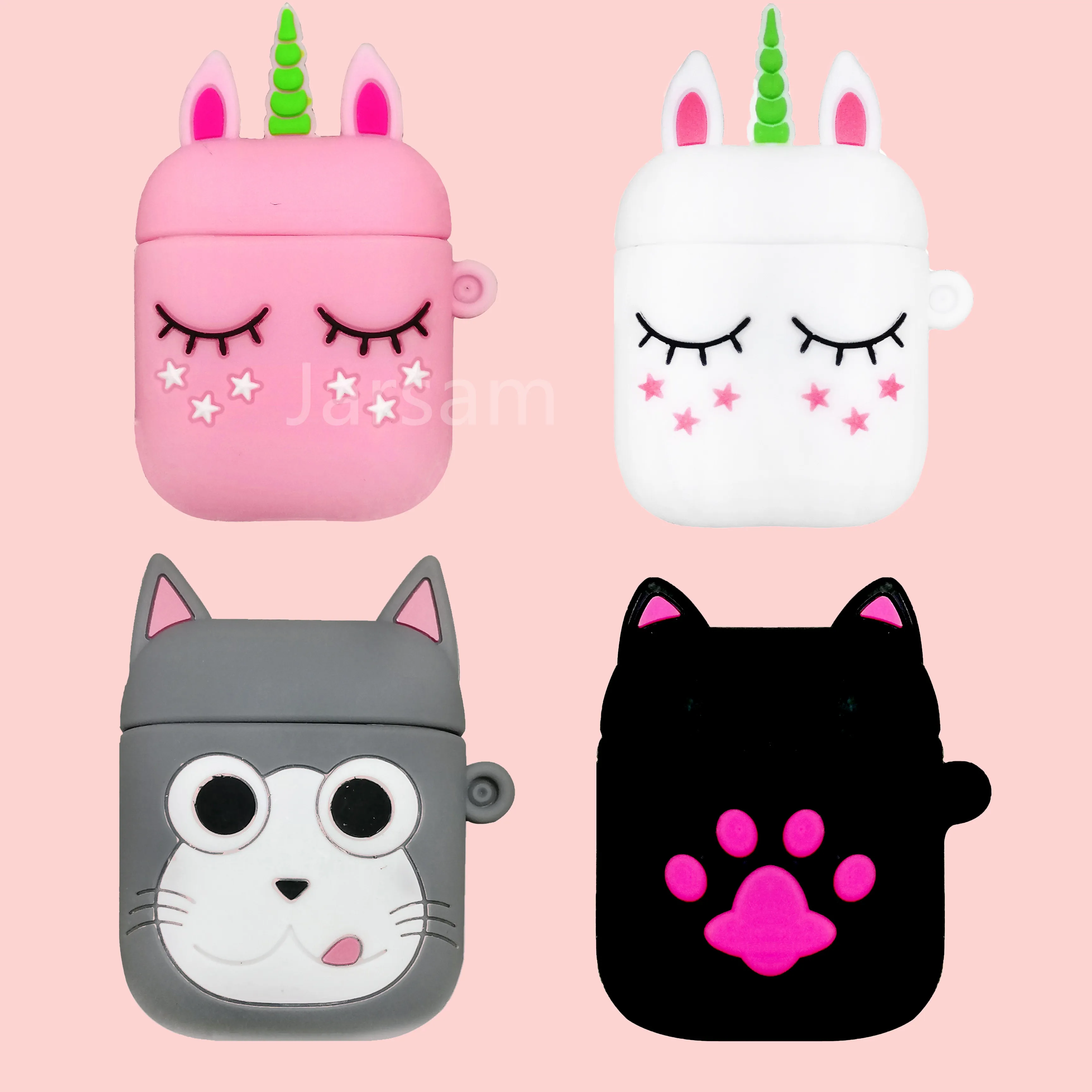 

Cartoon Cute Pink horse Wireless Earphone Case For AirPods 2 Silicone Charging Headphones Case for Air pod cases Protective Cove