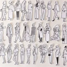 

32pcs/pack Black and White Fashion Girl Stickers Simple Series Handbook Scrapbooking DIY Collage Decorations Korean Stationery
