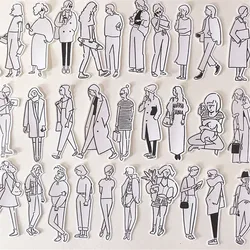 32pcs/pack Black and White Fashion Girl Stickers Simple Series Handbook Scrapbooking DIY Collage Decorations Korean Stationery