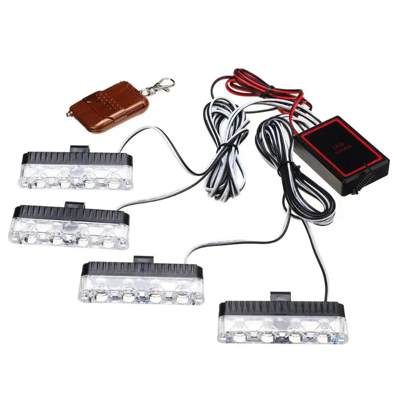 Red Blue Yellow White Auto car Front Grille Emergency Flash Warning light LED Strobe Light 3 Mode for Police Firefighter T8WF