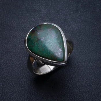 

Natural Chrysocolla Handmade Mexican 925 Sterling Silver Ring, US size 8 T5339