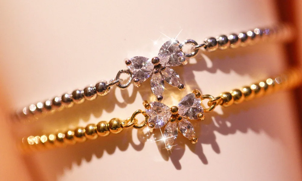 Bee Sister Аксессуары Элегантный Простой браслет с бабочками из кристаллов браслет для женщин цепочка Ювелирные изделия золотого цвета дропшиппинг