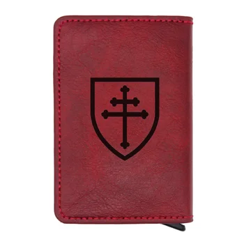 

Vintage Brown knight Cross Rfid Wallet Classic Men Women Credit Card Leather Wallets Short Purse