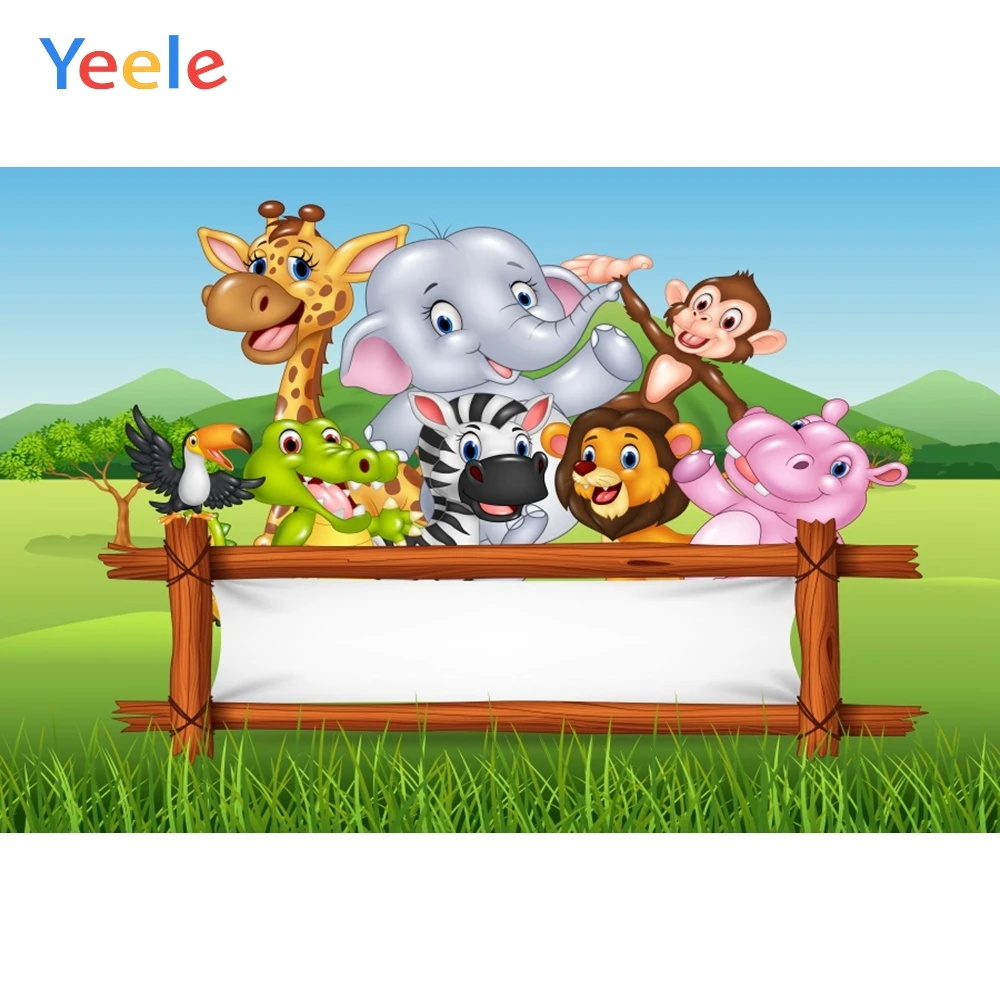 Yeele ребенок день рождения животные мультфильм газон Индивидуальные фотографии фоны персонализированные фотографии фоны для фотостудии