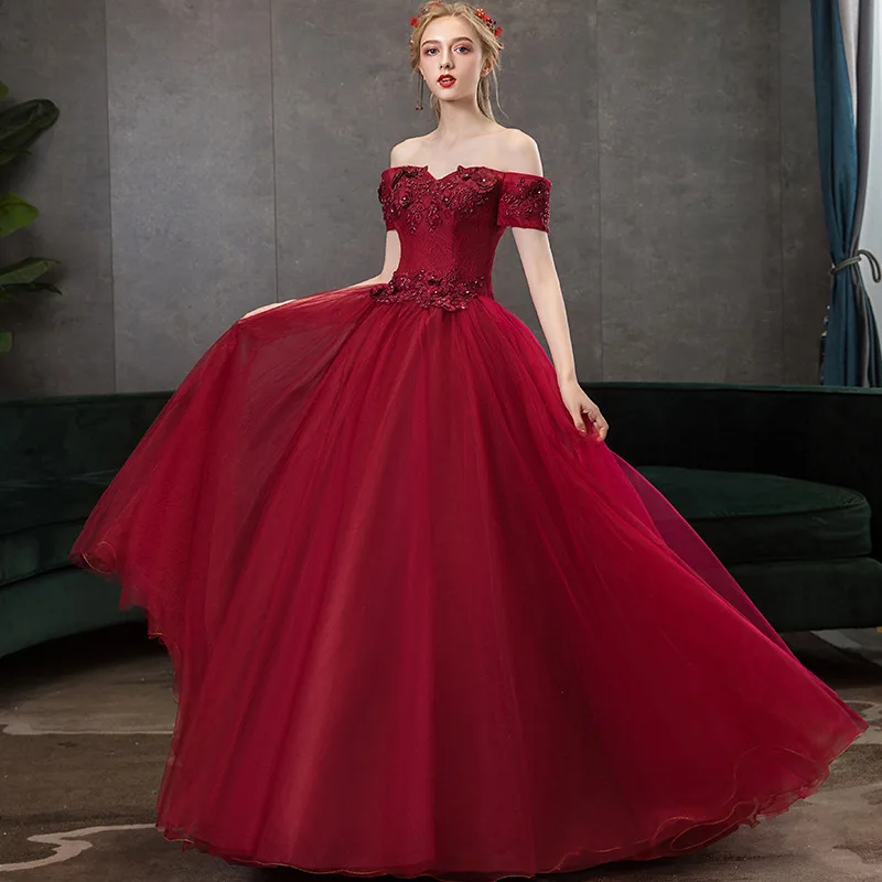 Платье с юбкой из тюля бордовые платья Quinceanera платье с открытыми плечами, Vestidos De 15 Anos Бальные платья Сладкие 16 платье для выпускного вечера платья