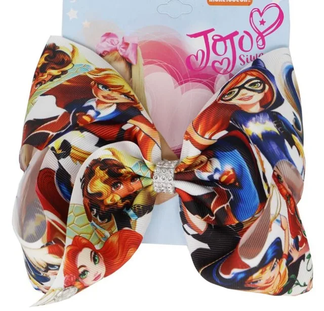 14 стиль! 8 дюймов Большие банты для волос заколка для волос с мультяшным принтом лента для девочек шпилька для волос с бантом головной убор аксессуары для волос ручной работы 12 шт/