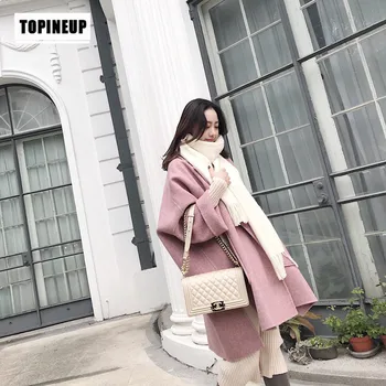 

2020 autumn and Winter Women Coats Solid Color Double-sided Wool Loose Coat Long Coat new loose Leisure long coat