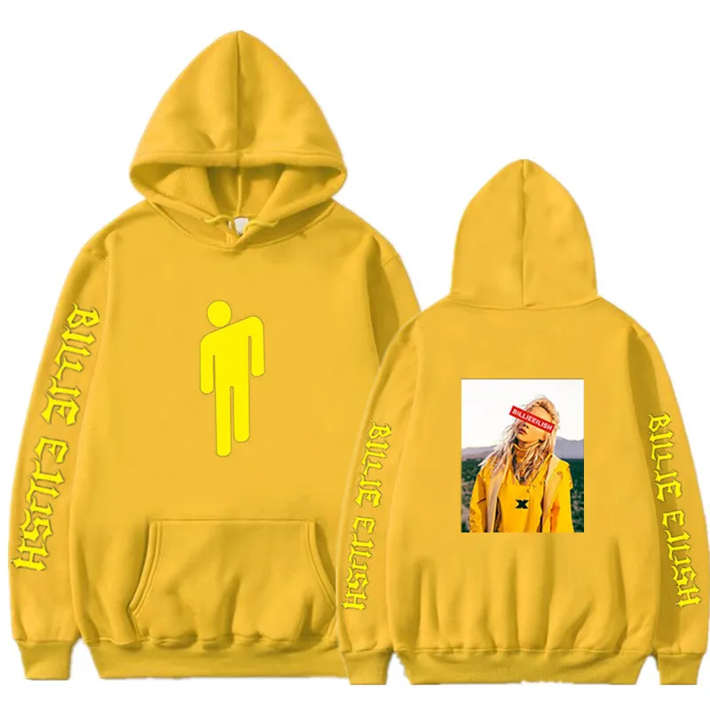 Billie Eilish толстовка с капюшоном с модным принтом толстовки для женщин/мужчин с длинным рукавом толстовки горячая распродажа Повседневная модная уличная одежда Sudadera Hombre - Цвет: 16yellow