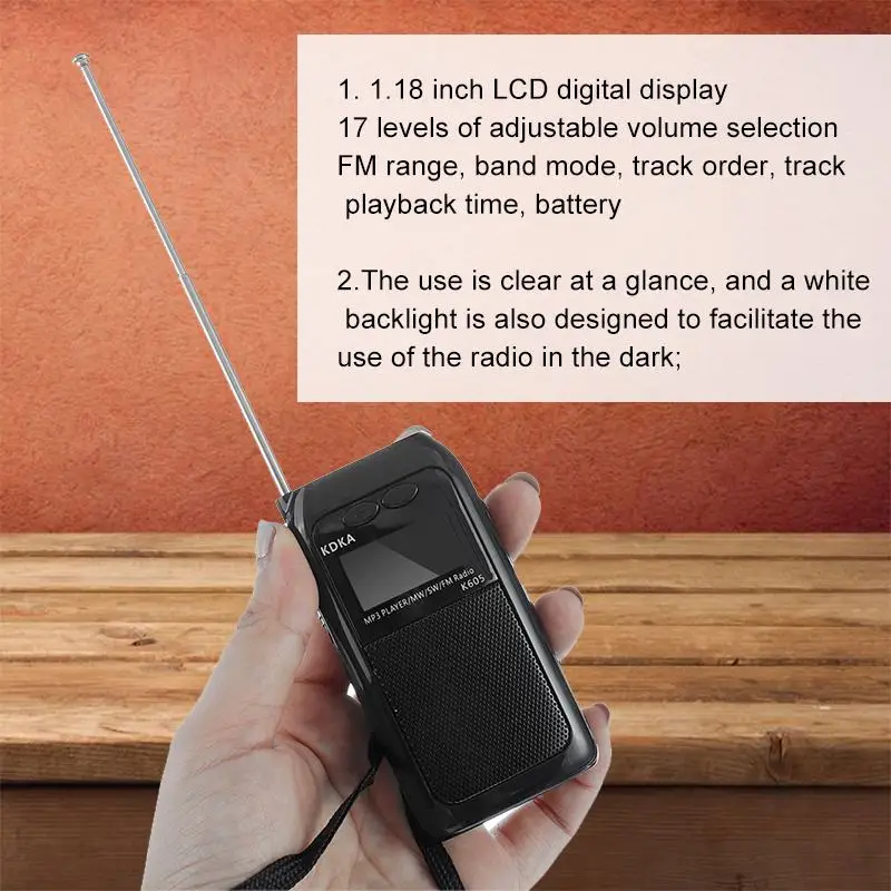 Портативное минирадио+ Наушники Цифровой FM MW SW светодиодный дисплей WAV MP3 музыкальный плеер с динамиком зарядка через usb аккумуляторная батарея