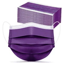 Mascarilla facial desechable de 3 capas, máscara protectora no tejida para Halloween, Cosplay, púrpura, 100 Uds.