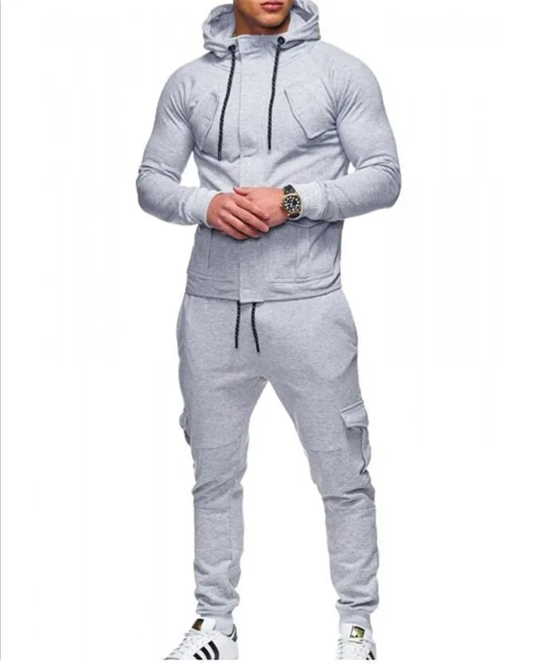 

2020Track and field new men's clothing pocket decoration fitness casual clothing, street jogging fitness pants men