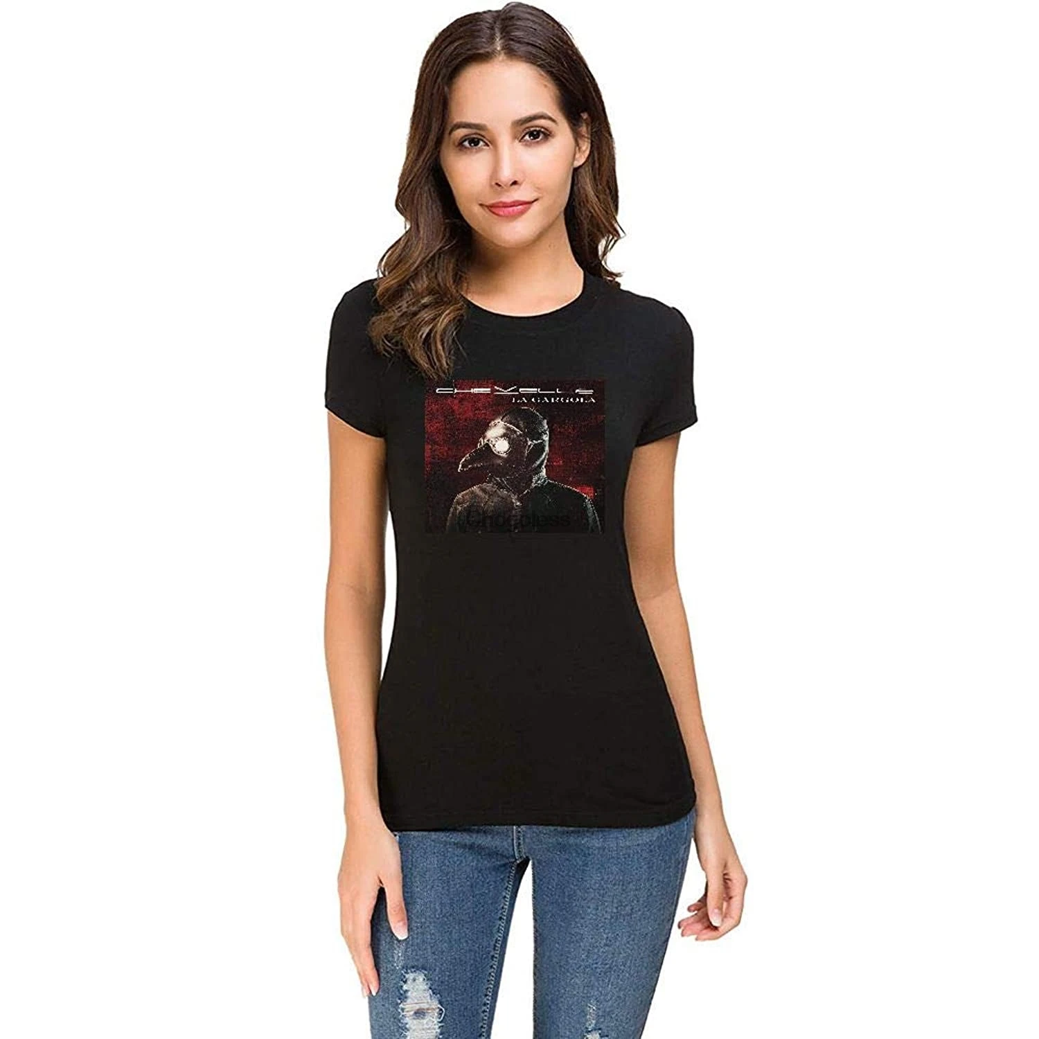 Women's Chevelle Band La Gargola Cotton Short Sleeve T Shirt for Women | Мужская одежда